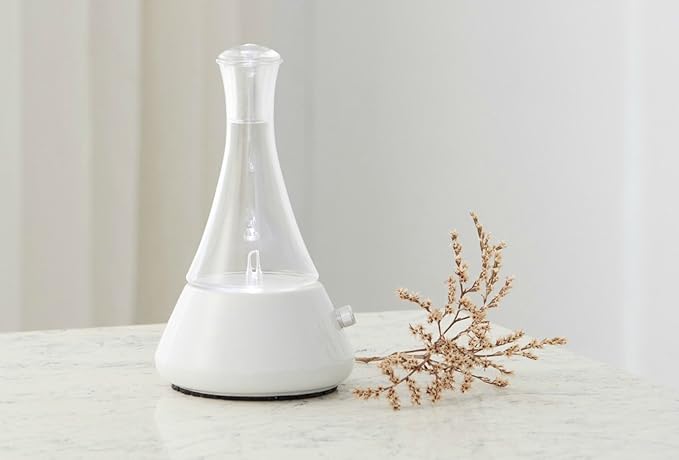 Opulence - Nebulizing Diffuser for Essential Oil/Aromatherapy with White Ceramic Base and Touch Sensor Light Switch - Premium Home &amp Professional Use - No Heat No Water No Plastic …