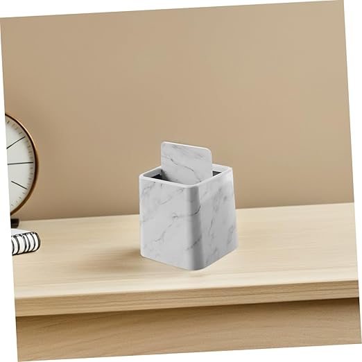 Alipis 2pcs Marble Pattern Trash Can with Swing Lid Compact Modern Bathroom Trash Bin for Bedroom Kitchen Office Home Decor Stylish Wastebasket