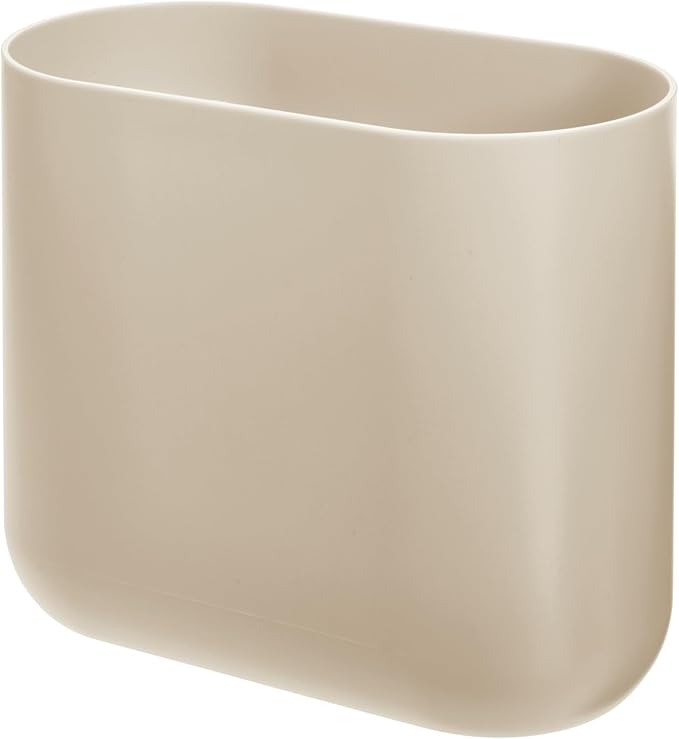 iDesign Small Slim Plastic Bathroom Trash Can Garbage Can for Bedroom Office Desk Dorm 2-Pack Brown