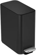 simplehuman 5L Slim Bathroom Trash Can with Soft Close Lid Stainless Steel Waste Basket with Liner Pocket 5 Liter / 1.3 Gallon Matte Black