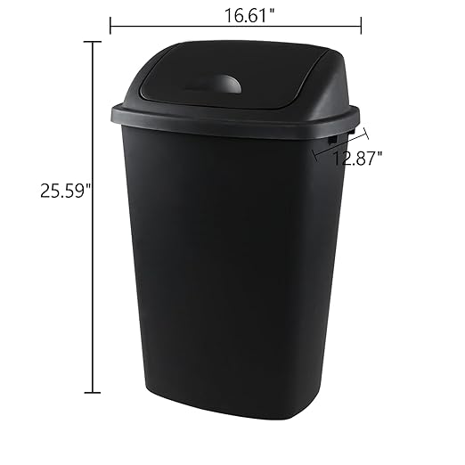 Kitchen Trash Can 13 Gallon with Swing Lid Plastic Garbage Can Waste Bin Recycle Bin and Waste Basket for Home Office Garage Patio Restaurant (Black 4 Pack)