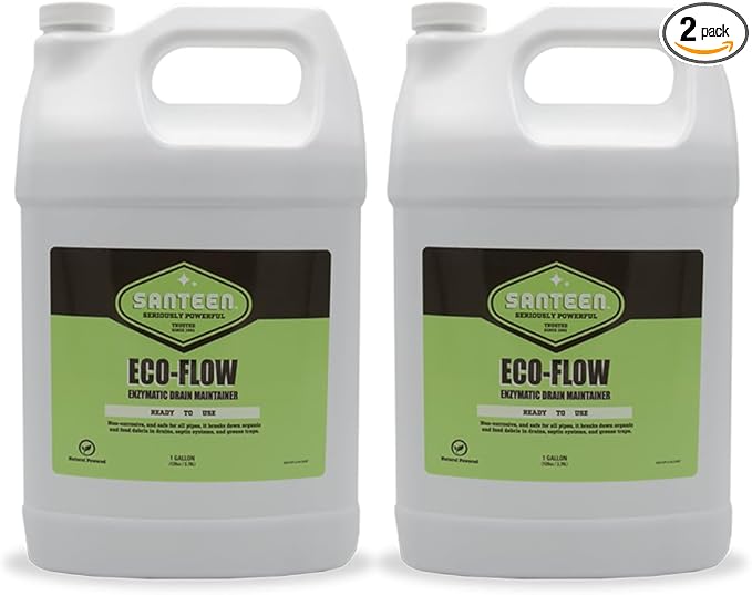 Santeen ECO-FLOW Drain Maintainer 2-Pack 1 Gallon Jugs Professional Enzyme Formula