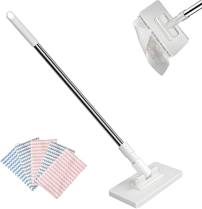 Snap Grip Mini Mop Zero Touch Hands Free Mini Clip Mops Lazy Mops with One-Click Cloth Change Automatic Hands Free Push Pull Handle for Multi-Surface Cleaning(1xmop+5xcloth)