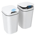 2 Pack Automatic Small Bathroom Trash Can with Lid - 2.5 Gallon Touchless Electric Garbage Can Motion Sensor Smart Trash Bin Slim Plastic Trashcan Waterproof Wastebasket for Bedroom Office (White)