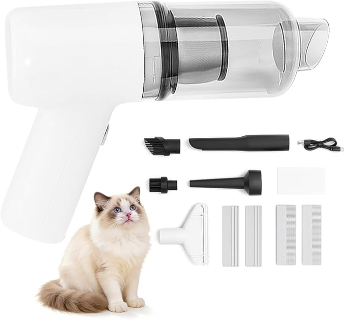 PAKEWAY Handheld Pet Hair Removal Vacuum Pet Hair Removal Tool Cat and Dog Hair Remover Double Filtration for Furniture Couch Carpet Clothing and Bedding