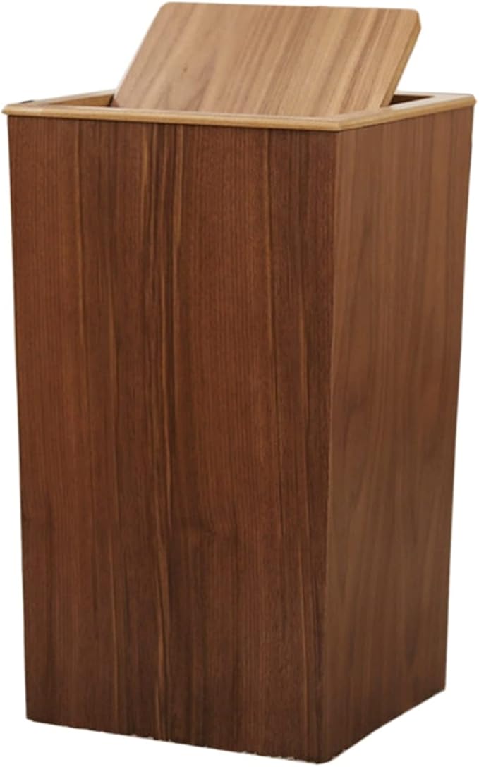Modern Wooden Trash Can Wastebasket or Recycling Bin for Home or Office Trash Bin with Swing Lid Rubbish Bin