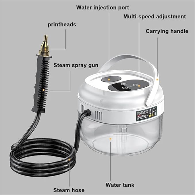 3500W High Pressure Steam Cleaner Handheld Steam Cleaner for Home Kitchen Hood Car Cleaning Touch Screen + 6 Adjustable Steam Levels 1500ml Water TankGreen (Color:Green)