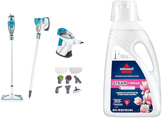 Bissell 2075A Powerfresh Slim Steam Mop + Bissell Spring Breeze Steam Water 80oz