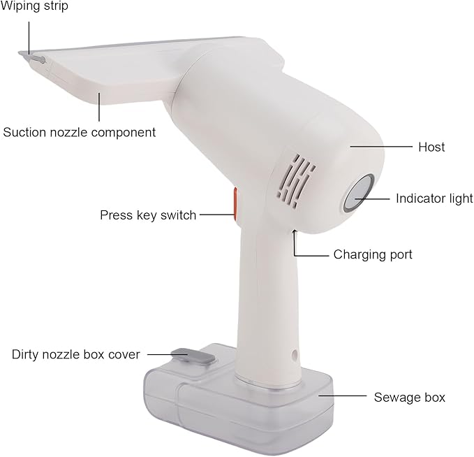 Cordless Window Vacuum Cleaner Strong Suction Electric Window Tool Suitable for Shower Wall Glass Mirror Countertop Tiles