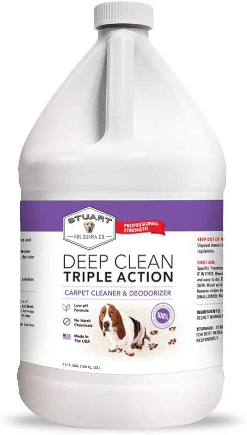 Professional Strength Deep Clean (Gal.) 3X Carpet Cleaner Solution &amp Deodorizer Concentrated Encapsulating Carpet Shampoo Pet Odor &amp Dirty Carpet Cleaning Solution 128 fl oz.