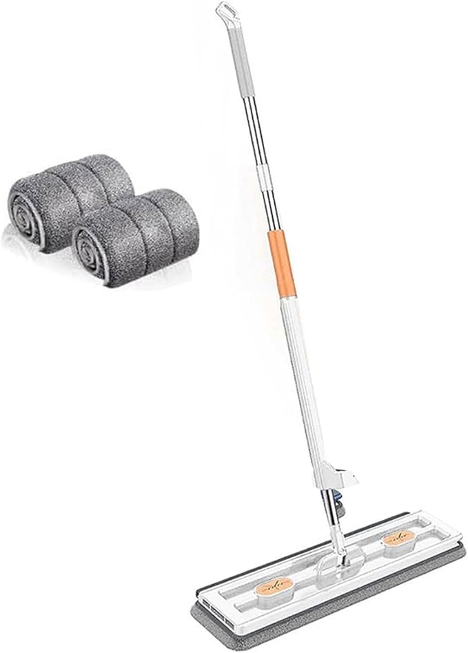 Large Flat Mop Set Rotation Floor Tool with 2/4/6 Microfibre Mop Pads Absorbent Storage Household Tool