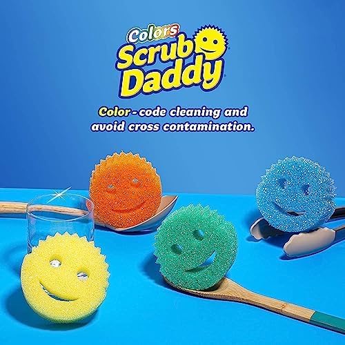 Scrub Daddy 8 Sponge Set Colors Scratch-Free Sponges for Dishes &amp Home Odor Resistant Scrubbers Soft in Warm Water Firm in Cool Deep Cleaning Dishwasher Safe Multi-use Functional Ergonomic