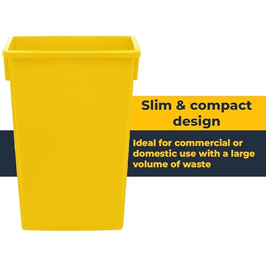 3 pack 23 Gallon Heavy-Duty Trash Can with Lid &amp Dolly Durable Waste Container Slim Rectangular Garbage Bin Recycling Bin Plastic Wastebasket for Kitchen Garage Hotels Restaurants Office