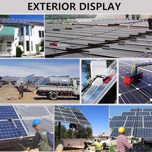 Glass Cleaning Brush Home Water Fed Telescopic Pole Kit Solar Panel Brush Rotating for Photovoltaic PanelTelescopic Window Cleaning Pole with Solar Panel Brush 23.6ft Extension Pole for Pho