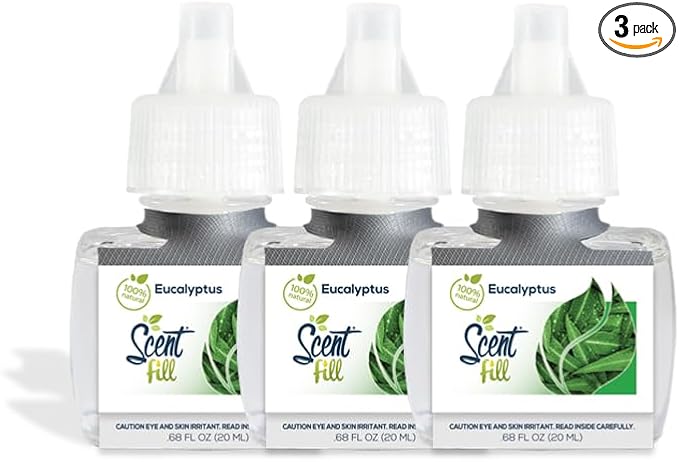 Scent Fill 100% Natural Eucalyptus Plug in Air Freshener Scented Oil Refills 3 Refills