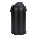 GarveeHome 17 gal/65 L Swing Top Trash Can Stainless Steel Rubbish Bin Commercial Grade Waste Container Round Garbage Can for Outdoor Home Office Restaurant Black