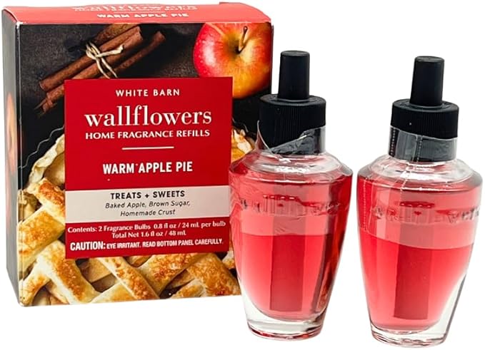 Bath &amp Body Works Wallflowers Refills FALL APPLE SCENT Collection 3pc Bundle with 40-Inch Red Holiday &amp Glittered Polka-Dot Ribbon Bow – Spiced Apple Toddy Honeycrisp &amp Warm Apple Pie (2-