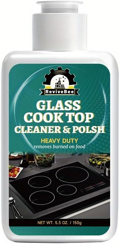 ReviveBec Glass Cooktop Cleaner and Polish Heavy Duty 5.3 oz 60-Second Quick Clean No-Rinse Formula