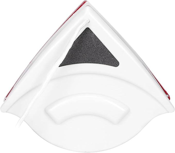 Double Sided Outside Magnetic Window Cleaner with Built in Water Storage Sponge Practical Windshield Cleaner Tool with Fiber Cotton Scouring Pad (Red)
