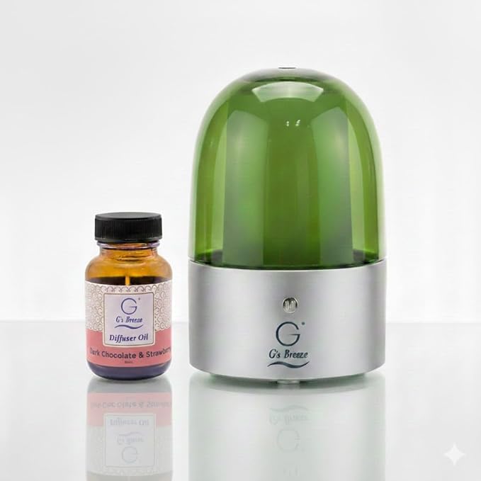 G’s Breeze Smart Diffuser with Refill – Bluetooth &amp Wi-Fi App Control Gradient LED Lighting Adjustable Scent Intensity 24 Hour Aromatherapy Diffuser for Home &amp Office - Dark Chocolate &amp
