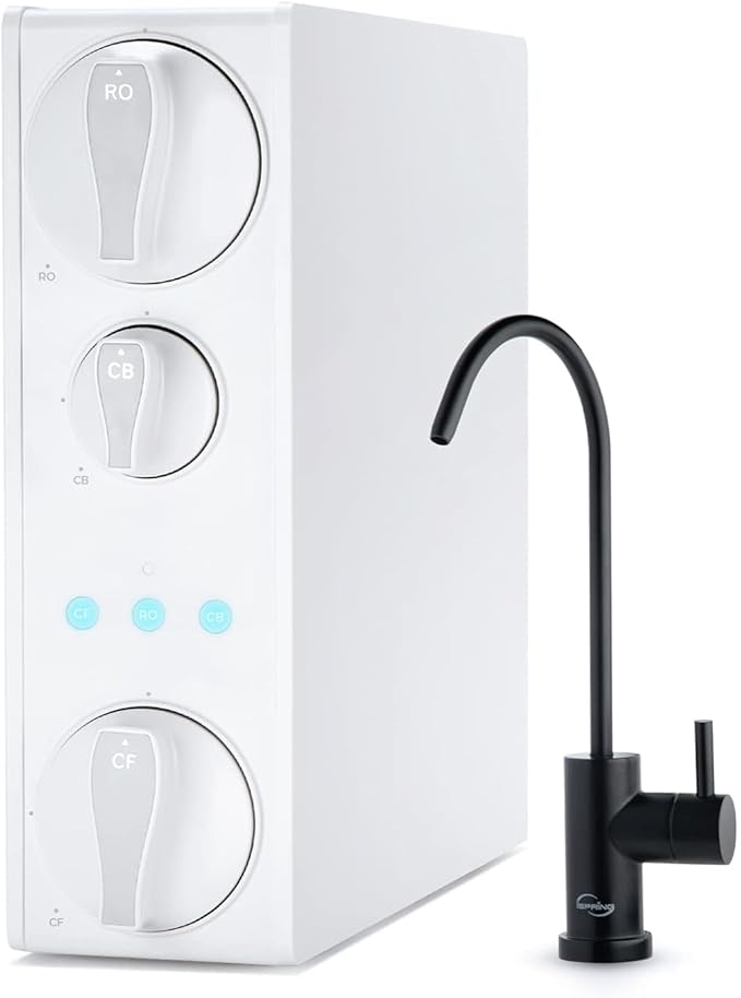 iSpring RO500-ORB Reverse Osmosis System NSF 58 Certified 500 GPD Under Sink RO System Tankless Reverse Osmosis Water Filter 2:1 Pure to Drain Ratio White Oil Rubbed Black Faucet