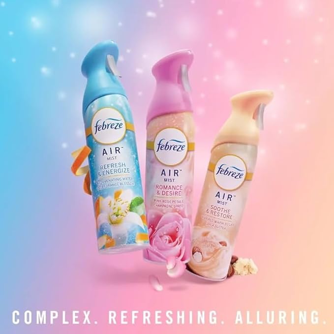 Febreeze Air Mist Romance and Desire Pink Rose Petals Champagne Spritz Limited Edition Air Freshener Spray 8.8 oz 2 Pack