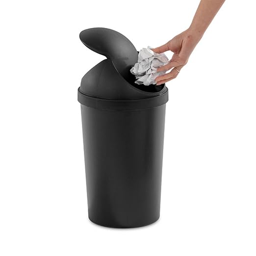Sterilite 6 Pack SwingTop Wastebasket Round Trash Can w/Swing Top Lid 3 Gallon Black