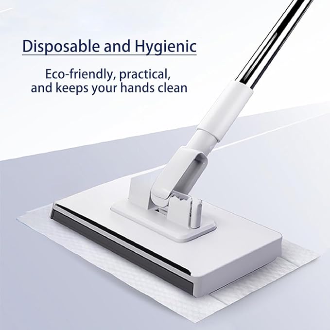 No Wash Mop Clip Mop Retractable Disposable Dust Mops Lazy Mops with Locking Head &amp Sweeping Cloths Disposable Dust Mopss with 4 Reusable Cloths for Multi Surface Cleaning (1)