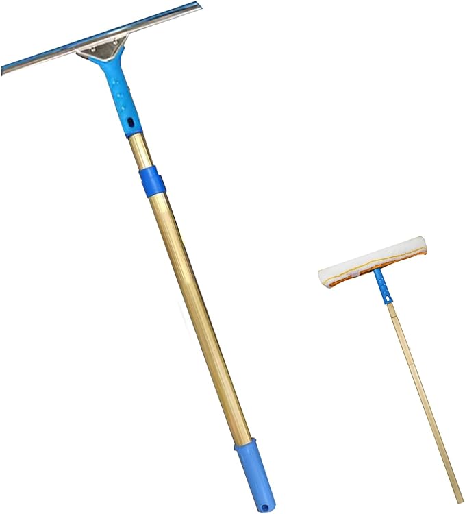 Adjustable Length Window Cleaning Rods Window Washing Equipment with Long Handle Wall Cleaner Mops for Bathroom Mirrors/Malls - Glass Cleaning Tool