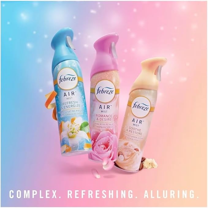 Air Mist Room Air Freshener Spray Odor-Fighting for Home Bathroom and Kitchen Refresh &amp Energize Soothe &amp Restore Romance &amp Desire Scents 8.8 oz Aerosol Can 3 Count