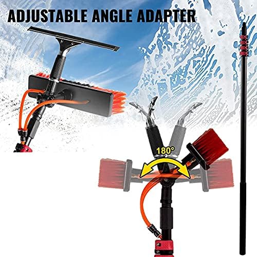 Glass Cleaning Brush Home Water Fed Telescopic Pole Kit Solar Panel Brush Rotating for Photovoltaic Panel12-36ft Window Cleaning Pole w/Squeegee Water Fed Telescopic Brush Extendable Sola