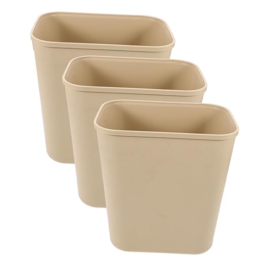 Vaguelly 3pcs Trash Can Wastebasket for Bathroom Kitchen Office Hotel Rooms Space-Saving Design Easy to Clean No Lid Light