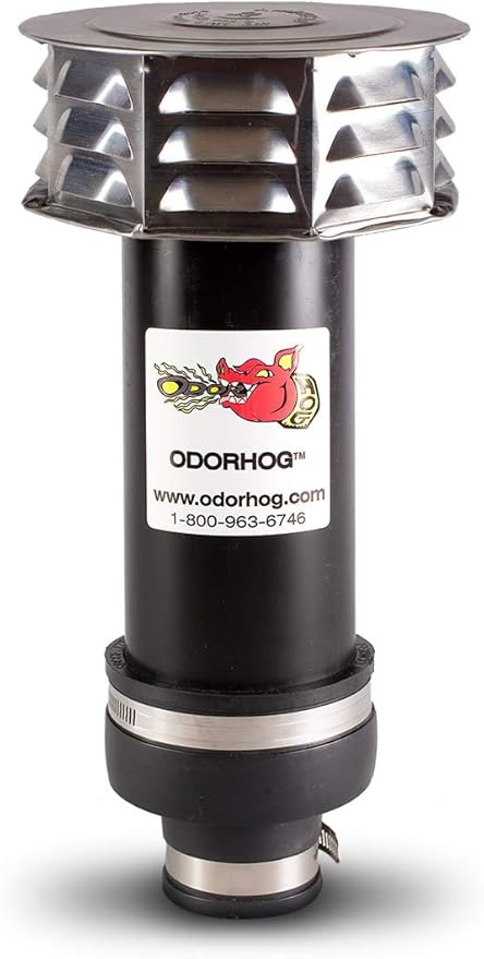 OdorHog Metal Cap Clamp On Vent Stack Pipe Filter 1.5 Black ABS Removes Outdoor Septic and Sewer Odor Problems