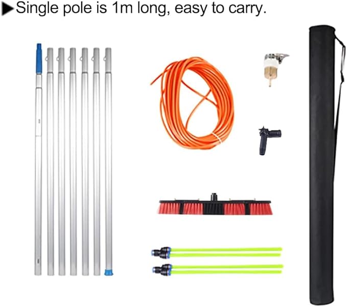 3-12m Window Cleaning Brush Extendable Water Fed Solar Panel Cleaner Roof Cleaning Equipment 7m Rod 50cm Brush Head