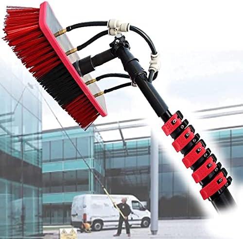 12ft - 39ft Window Cleaning Pole 180° Rotatable Brush Head Water Fed Pole Kit Telescopic Brush Extendable Window Washer Roof Cleaner Glass Outdoor Solar Panel24FT/7.2M