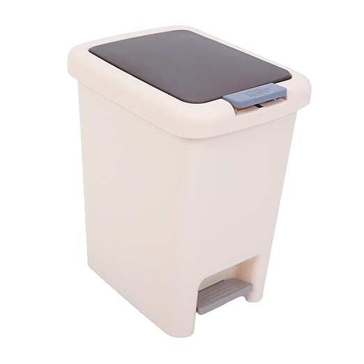 Alipis Pedal Trash Can Bathroom Waste Basket Plastic Recycling Can Lid Easy to Clean for Bedroom Kitchen Office
