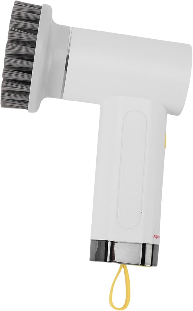 Focket Electric Spin Scrubber Cordless Electric Brush with 3 Replaceable Heads IPX7 Adjustable 2 Speeds for Bathroom Kitchen (White)