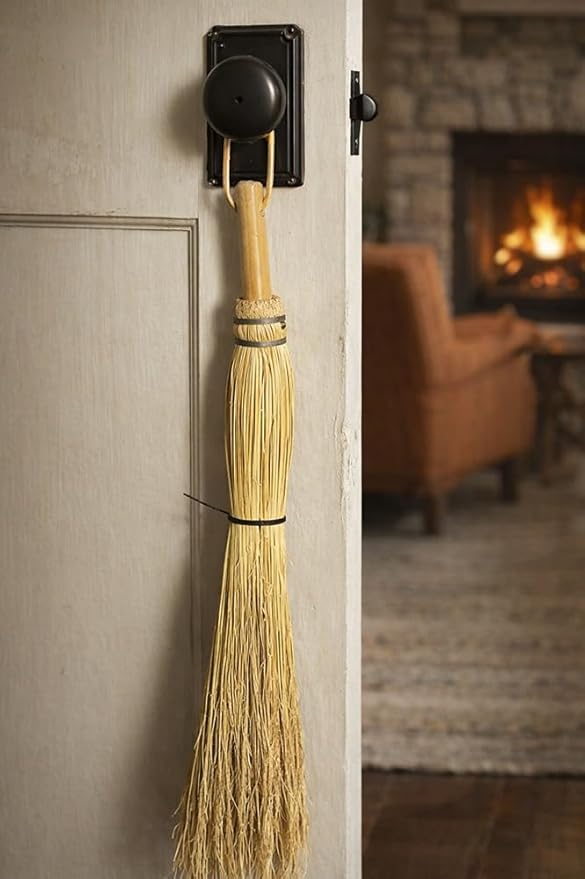 Amish Fireplace Broom - Handcrafted Corn Straw Hand Brush &amp Handle