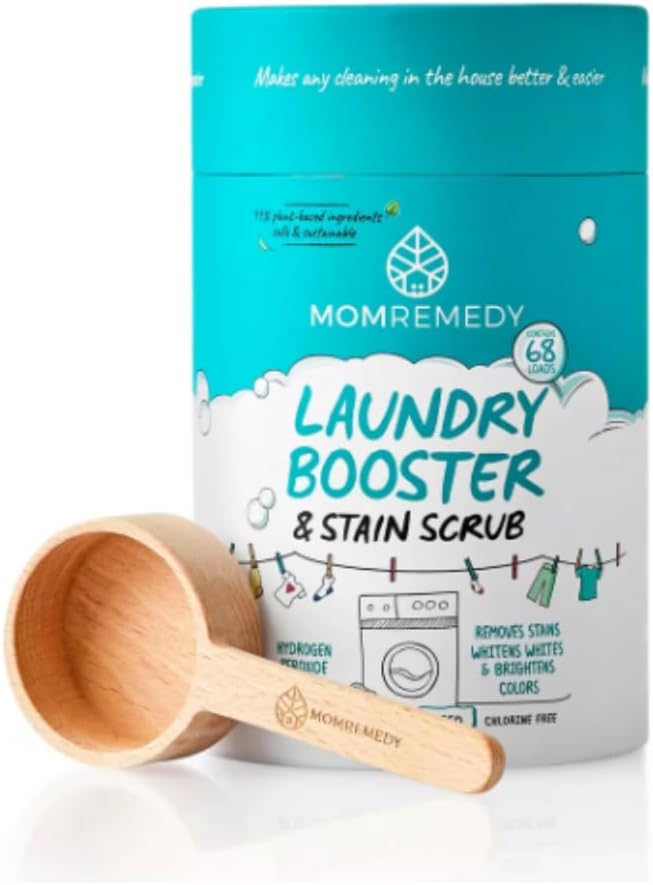 Laundry Booster and Stain Remover Scrub MomRemedy Oxygen Whitener Whiten Whites and Brighten Colors Remove Stains Household Cleaning Scrub Chlorine Bleach Free