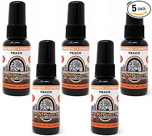 BluntPower (Peach 5 Pack) Concentrated Air Freshener - Premium Oil Based Air Freshener Spray For Home and Car - Long-Lasting Bathroom Spray Car Freshener &amp Odor Eliminator Spray