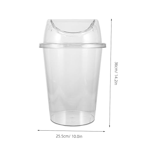Mobestech Large Transparent Swing Lid Trash Can Sturdy Waste Basket for Home Office Kitchen and Bathroom Versatile Garbage Container for Easy Disposal