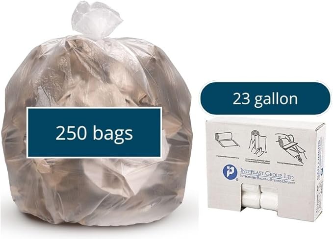 Inteplast 20-30 Gal Trash Can Liners - 10 Mic Thickness Natural Color - 500 Bags