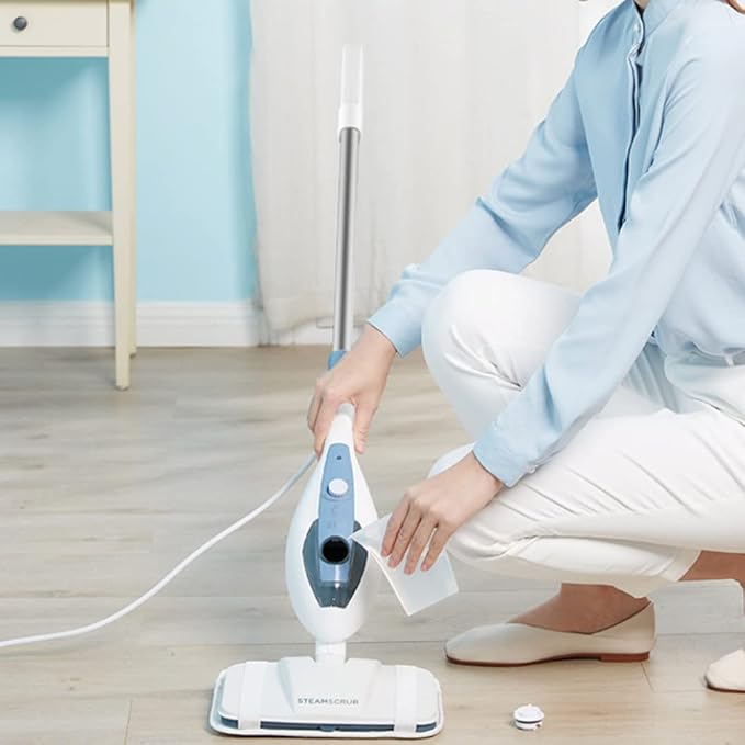 Steam Mop Cleaner with Detachable Handheld Steamer for Hardwood/Laminate Floor Tiles and Grout 100C High-Temperature Steam 350ml Large Water Tank 10m Operating Diameter