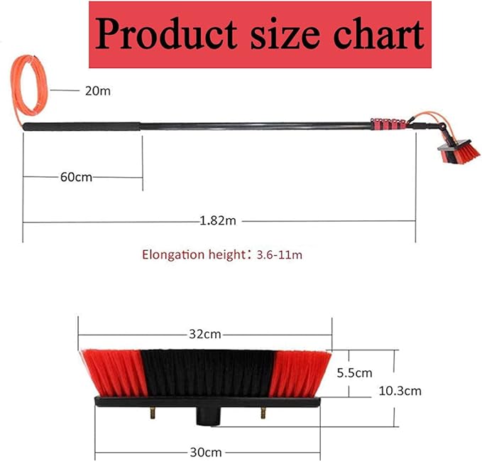 Solar Panel Cleaning Brush and Pole Window and Solar Cleaning Rod Window Cleaning and Solar Panel Cleaning System Window Cleaning and Washing Tools20FT/6M