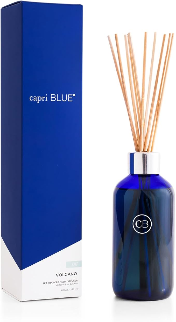 Capri Blue Volcano Reed Diffuser Set - Includes Reed Diffuser Sticks Fragrance Oil and Glass Bottle - Luxury Scented Room Fresheners - Cobalt Blue (8 fl oz)