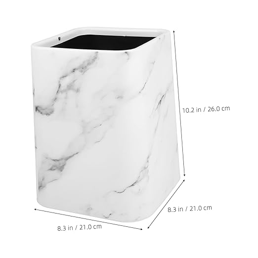 OUNONA Marble Wastebasket Double Layer Trash Can Without Lid for Kitchen and Bathroom Decorative Trash Bin for Home Office Sleek Design