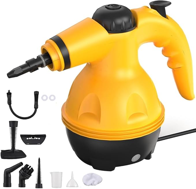 1000W Handheld Steam Cleaner 350ML Portable Steam Cleaner with 3.5Bar 140°C for Cleaning Upholstery Bathroom Grout and Tiles Car Detailing