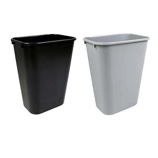 Rectangular Commercial Office Trash and Recycling Combo Bins Wastebasket Deskside B (Black and Grey 10 Gallon)