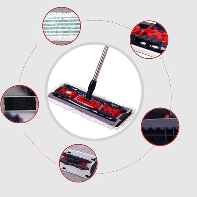Mop - Microfiber Floor for Hardwood Cleaning Rotating Dust Wet with Aluminum Extended Handle Reusable Washable Pads Cloth