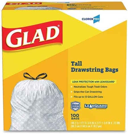 Glad® Tall Kitchen Drawstring Trash Bags 13 gal 0.95 mil 24 x 27.38 Gray 400/Carton
